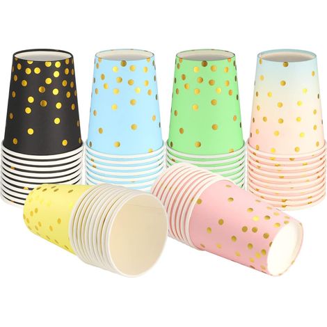 Confezione da 60 bicchieri di carta da 255 ml (9 once), ideali per feste, monouso e biodegradabili, perfetti per Halloween, Natale, festività, matrimoni e altre occasioni. (1/5)