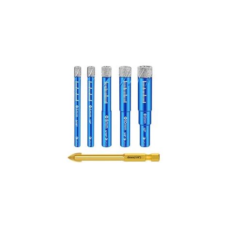 Fliesenbohrer-Set, Diamantbohrer für Steinzeug mit 5, 6, 8, 10 und 12 mm Durchmesser, 6-mm-Metallbohrer für Fliesen, Keramikbohrer für Glas, Granit, Marmor, Quarz und andere harte Materialien