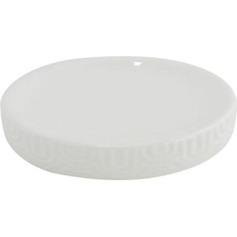 Cleafe - Piattino Porta Sapone Saponetta Per Arredo Da Bagno In Ceramica Rigata Bianca 87804 - (1/2)
