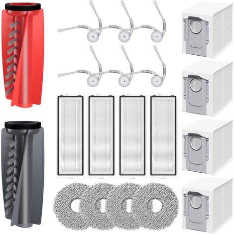 Lot de 20 accessoires Qrevo Curv compatibles avec Roborock Qrevo Curv/Qrevo Edge, 2 brosses à rouleau, 4 filtres HEPA, 4 sacs à poussière, 4 chiffons de nettoyage, 6 brosses latérales (1/5)