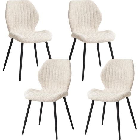 4er Set Esszimmerstühle mit Metallbeinen, Beige, Stoffpolster (1/5)