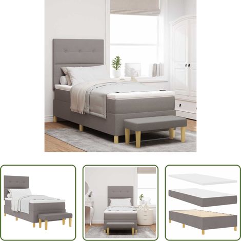 Matelas en mousse - Lit à ressorts avec matelas Taupe 80 x 200 cm tissu (1/5)