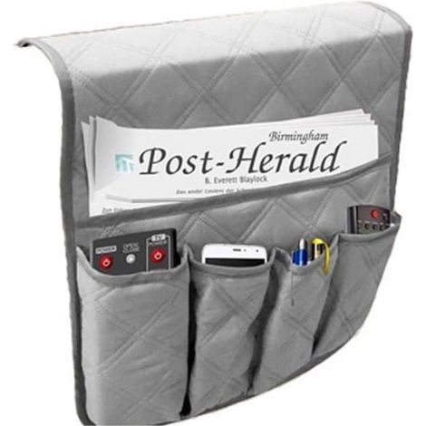 Organisateur d'accoudoir - Plateau de rangement pour canapé - Antidérapant - Gris - Accessoires pour canapé - Usage domestique - Universel - Organisateur de canapé gris (1/5)