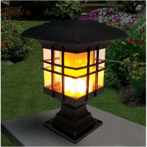 Lampe Solaire - Effet Flamme - Acier Et Polypropylène - 46,6 Cm De Hauteur - 51 Led Blanc Chaud - Pour Jardin Extérieur - 1 Pièce (1/4)