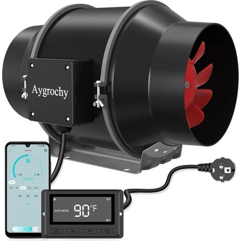 125mm App Extracteur d'Air 35W, Moteur EC triphasé avec programmation de la température et de l'humidité, ventilateur d'extraction de 2800 tr/min pour Booster, tentes de culture. (1/5)