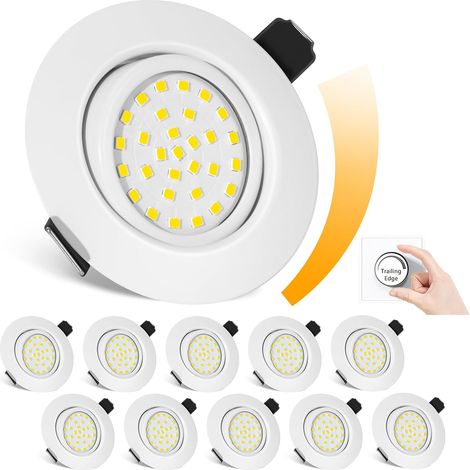 Spot LED Encastrable Dimmable,Extra Plat-25mm Spot Orientable ,Encastré Lampe 6000K Blanc Froid 5W 600LM Equi. 70W Ampoule Halogène IP44 Plafonnier Encastré,pour salle de bain, salon, boite de 10 (1/5)