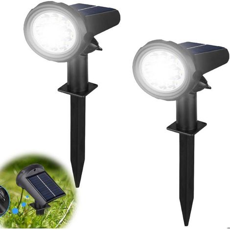 Lot de 2 lampes solaires extérieur, 6000K puissantes, 3 modes, étanches IP44, pour jardin et allées (1/5)