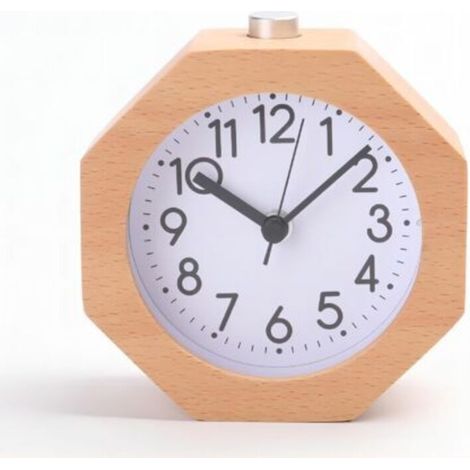 Analoger Wecker aus Holz, nicht tickende LED mit arabischen Ziffern, Wecklicht, Nacht-Schlummerfunktion, Batteriefunktion, einfach einzustellen, für Kinder, Männer und Frauen (1/5)