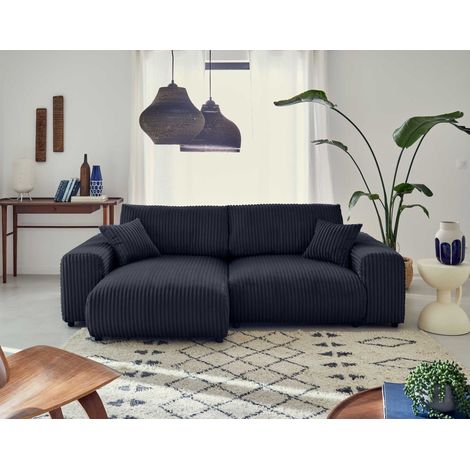 Garance – ecksofa beidseitig montierbar - 4-sitzer – aus breitcord - blau