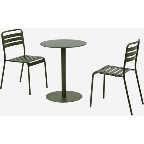 Set tavolo da giardino bistrot rotondo in acciaio con 2 sedie (1/5)