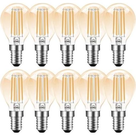 E14 ampoule LED dimmable,E14 4W G45 P45 Ampoule Edison vintage,2700K Blanc Chaud,350lm,Ampoule à filament LED E14,Remplacement de l’Ampoule à Incandescence 35W,Dimmable,Ambre,10 Unité (1/4)