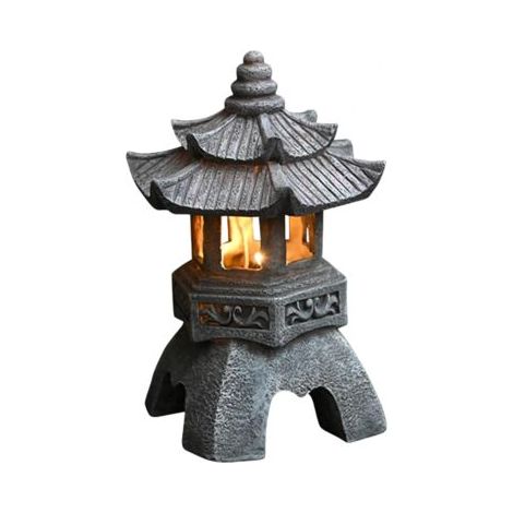 Statues De Lanterne De Pagode À Énergie Solaire, Ornements De Jardin De Lumière De Pagode De Style Japonais, pagode vintage lumineuse autonome décorative pour pelouse,(Color:A)