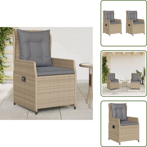 vidaXL Gartensessel 2 Stk. Verstellbar Beige Poly Rattan (1/5)