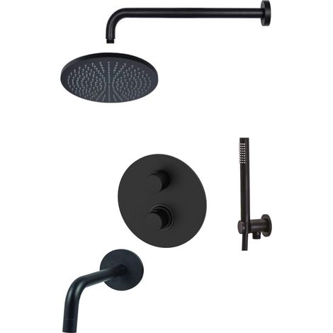 Set completo nero opaco per doccia con bocca erogazione per vasca da bagno Paffoni Light KITLIQ019NOV