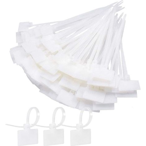 Attache Cable Electrique 250Pcs Cable Management avec Etiquette Serre Cable Plastique Blanc Etiquette Cable Ties Cable Pour L'école Jardin Bureau Mur Voiture (1/4)