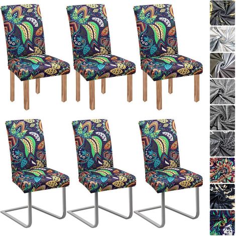 Stuhlhussen 6er Set, elastisch, abnehmbar, waschbar, für Esszimmerstühle (1/5)