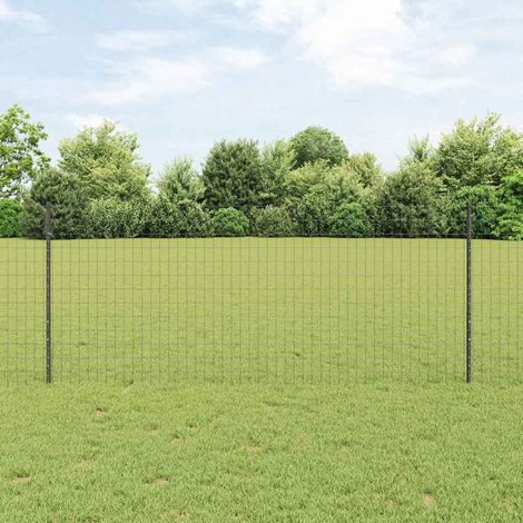 Zaun mit Pfosten Grau 1 x 10 m Stahl und PVC