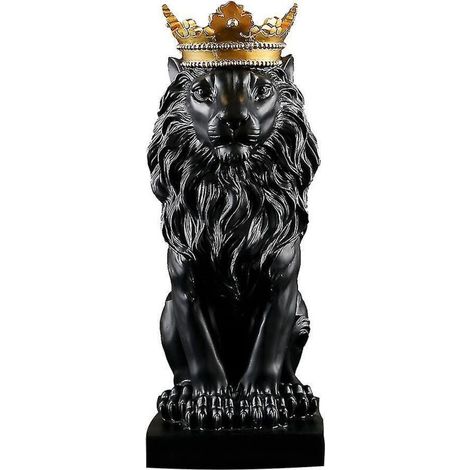 Statue de lion couronnée abstraite, sculpture en résine, lion mâle, art décoratif pour la maison, le bureau ou le bar. (1/5)