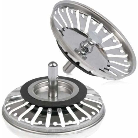BUNTHAUS 2pcs Filtre à évier/bouchon de bonde pour évier bouchon d'évier trou Passoire de cuisine/salle de bain diamètre de 84 mm avec embout à boule, en acier inoxydable (1/5)