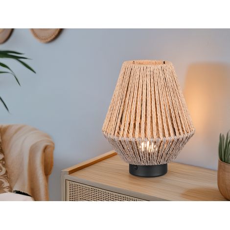 Akku Tischlampe LIRA per USB aufladbar, Lampenschirm aus Papiergarn, Höhe 22cm (1/5)