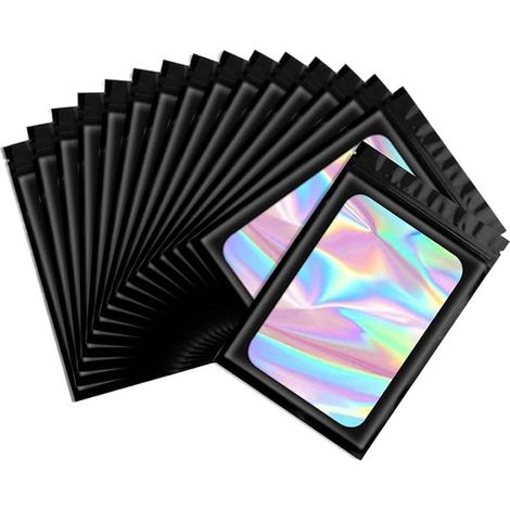 Sacs holographiques petits Lot de 100 Sacs à Zip Auto-scellants Sachets holographiques pour confiseries Pour , cadeaux, petites entreprises, expédition (1/5)