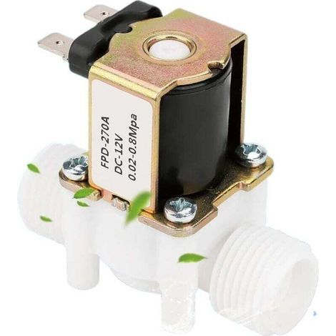 Électrovanne 12V G1 / 2&34 Vanne Électrique en Plastique de l'Eau Solénoïde d'Admission Normalement Fermé de N/C pour la Distribution de l'Eau (1/4)