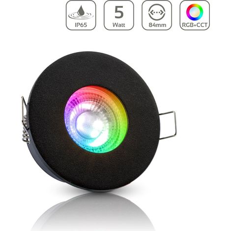 Einbauspot IP65 rund - Farbe: Schwarz - LED Leuchtmittel: GU10 5W RGB+CCT (1/5)