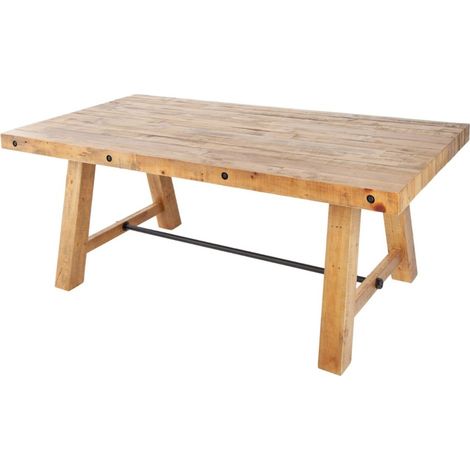 Tavolo da pranzo RANCHO 165 cm – Piano in legno di pino riciclato verniciato – Stile rustico e accogliente