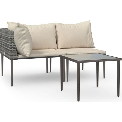 Salon de jardin 3 pcs，Mobilier de jardin avec coussins Gris Résine tressée CFW36970 (1/5)