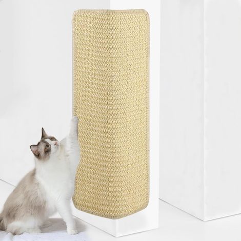 1 tapis griffoir en sisal pour chat - 30 x 60 cm - Carton à gratter d'angle pour chat - Protège les tapis (beige) (1/5)