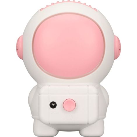 Ventilateur portable 2 vitesses rechargeable USB en forme d'astronaute, mini ventilateur de poche avec base et cordon pour les voyages et les pique-niques, rose (1/4)