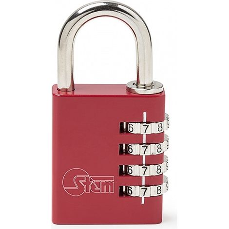 Cadenas à code STEM Rouge en aluminium L.30mm l.25,7mm