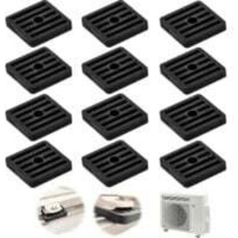 Lot de 12 Amortisseurs de Vibrations en Caoutchouc de Climatiseurs, Coussin De Choc Pour Climatisation Pieds Anti-vibrations Support pour Condenseur de Climatiseur Split Extérieur, Noir (1/5)