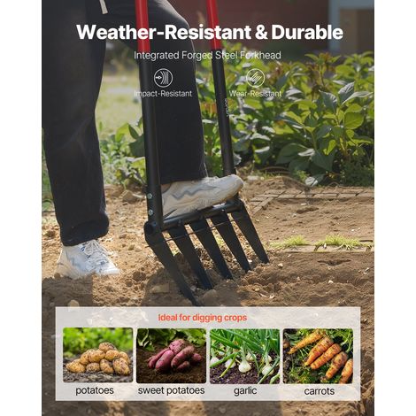 Grelinette à 5 Dents, Fourche à Bêcher avec Double Manche en Fibre de Verre, Fourche de Jardin Large Robuste en Forme de U, Outil p… (1/5)