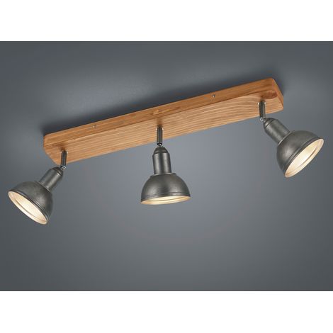 Holzbalken Deckenstrahler DELHI Silber Antik 3-flammig, Breite 58cm