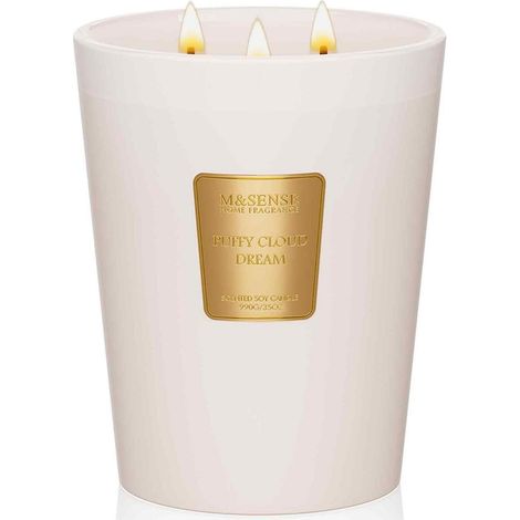 Grande bougie parfumée 990g avec 3 mèches, 150h de combustion, mélange de cire de soja