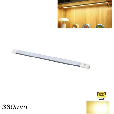 BARRE LED DE CUISINE LUMIÈRE CHAUDE DÉTECTEUR DE MOUVEMENT SOUS MEUBLE RECHARGEABLE 38CM (1/2)