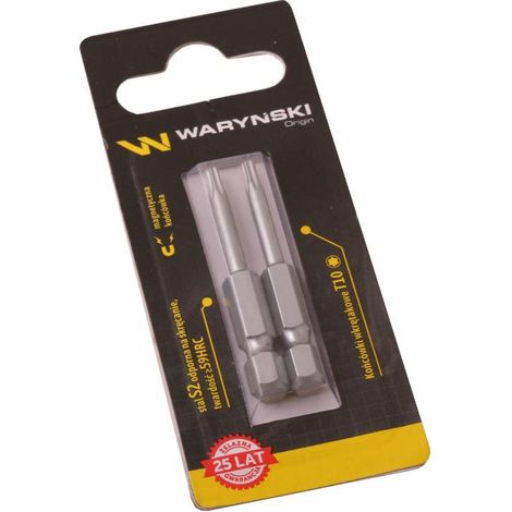 Juego de puntas de destornillador Waryński T10 de 50 mm en un blíster de dos piezas.