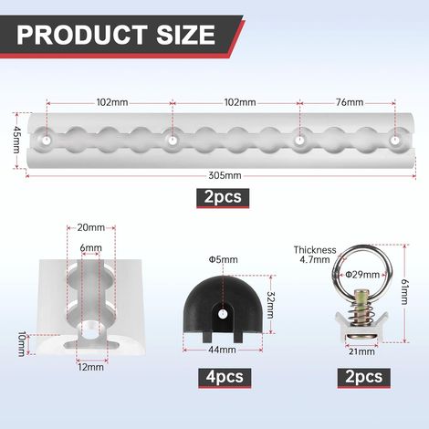 2pcs 30cm Rail D'arrimage Rond en Aluminium Rails Aero Argent, Anodisé Kit de Démarrage Rails D'aviation avec Anneau Arrimage & Embouts, Rail Aeronautique avec Trous pour Remorques Camions