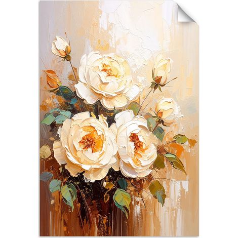 Selbstklebendes Poster – Wandsticker Strauß cremefarbener Rosen 20x30 cm (1/3)