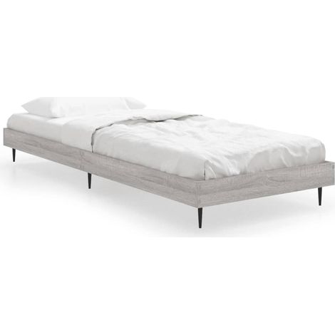 Cadre de lit avec sommier à lattes en bois d'ingénierie et métal sonoma gris 75 x 190 cm, 14.32kg (1/5)