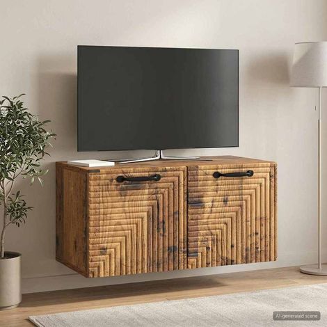 Wandmontierter TV-Schrank Altholz 59,5 x 31 x 30 cm (1/5)