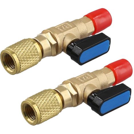 Adaptateur de vanne à bille compacte pour réfrigérant (2 pièces) 1/4 po SAE 5/16 po SAE pour R410A, R134A, R12 et R22 (climatisation, tuyaux, réfrigérant) - FFY (1/4)
