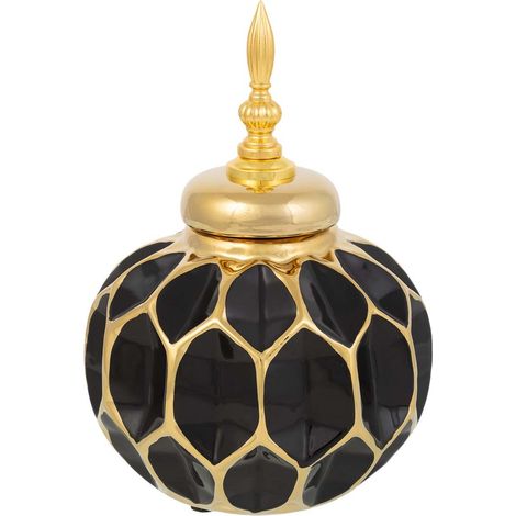 Jarrón de cerámica  negro y dorado, d16,5x23,5h cm (1/5)