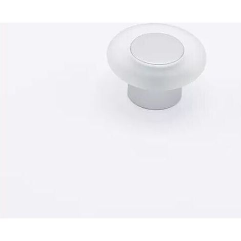 Pomolo satinato effetto alluminio con anello opalino 36x21mm - 024 Forma