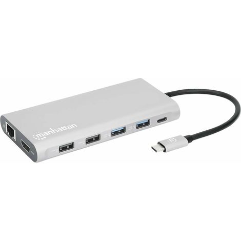 [NEUWERTIG] B-Ware Manhattan Notebook Dockingstation Usb C Pd 12 In 1 Dockingstation
