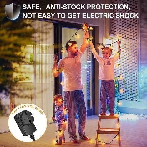 30 m lange Lichterkette für den Außenbereich, mit 50+2 G40-LED-Lampen, IP45 wasserdicht, warmweiß, ideal für Terrasse, Hochzeit und Weihnachten. (1/4)