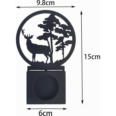 Bougeoir Chandelier Silhouette Cerf Métal, Noir, Chandeliers en Métale Moderne, Convient pour Etre Placé sur Cheminée, dans Une Chambre, Un Salon ou Tout Autre Endroit Similaire (1/2)