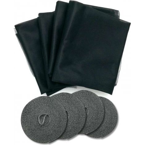 Moustiquaire de fenêtre Velcro x 4, noir 1,3x1,5 m, rideau invisible de fenêtre simple auto-adhésif (1/5)