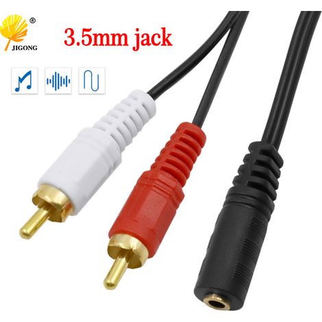 Câble audio 3,5 mm 1 vers 2 pour haut-parleurs d'ordinateur, câble haut-parleur 3,5 mm femelle vers double RCA femelle. (1/5)
